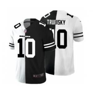 Men's Chicago Bears #10 Mitchell Trubisky Black V White Peace Split Vapor Untouchable Limited Football Jersey