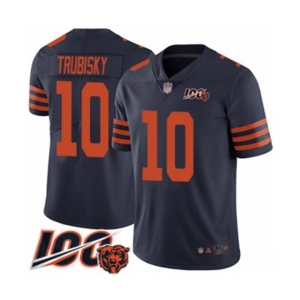 Men's Chicago Bears #10 Mitchell Trubisky Limited Navy Blue Rush Vapor Untouchable 100th Season Football Jersey