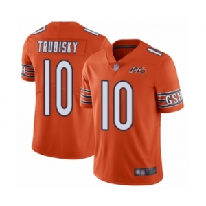 Men's Chicago Bears #10 Mitchell Trubisky Orange Alternate 100th Season Limited Football Jersey