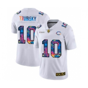 Men's Chicago Bears #10 Mitchell Trubisky White Multi-Color 2020 Football Crucial Catch Limited Football Jersey