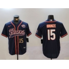 Men's Chicago Bears #15 Rome Odunze Navy Throwback With Patch Cool Base Stitched Baseball Jerseys