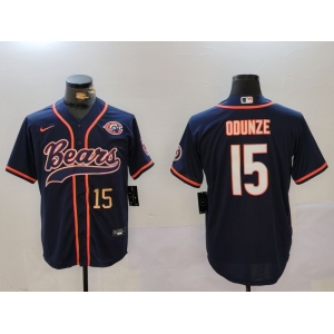 Men's Chicago Bears #15 Rome Odunze Navy Throwback With Patch Cool Base Stitched Baseball Jerseys