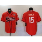 Men's Chicago Bears #15 Rome Odunze Orange Throwback With Patch Cool Base Stitched Baseball Jersey