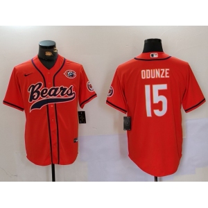 Men's Chicago Bears #15 Rome Odunze Orange Throwback With Patch Cool Base Stitched Baseball Jersey