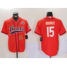 Men's Chicago Bears #15 Rome Odunze Orange Throwback With Patch Cool Base Stitched Baseball Jerseys