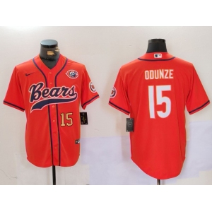 Men's Chicago Bears #15 Rome Odunze Orange Throwback With Patch Cool Base Stitched Baseball Jerseys