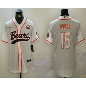 Men's Chicago Bears #15 Rome Odunze White Throwback With Patch Cool Base Stitched Baseball Jersey