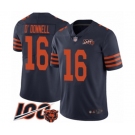 Men's Chicago Bears #16 Pat O'Donnell Limited Navy Blue Rush Vapor Untouchable 100th Season Football Jersey