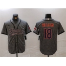 Men's Chicago Bears #18 Caleb Williams Grey With Patch Cool Base Stitched Baseball Jersey