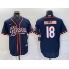 Men's Chicago Bears #18 Caleb Williams Navy BlueWith Patch Cool Base Stitched Baseball Jersey