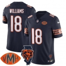 Men's Chicago Bears #18 Caleb Williams Navy F.U.S.E. With Illinois and VMH Patch Limited Football Stitched Jersey