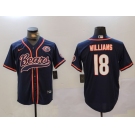 Men's Chicago Bears #18 Caleb Williams Navy Throwback With Patch Cool Base Stitched Baseball Jersey