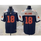Men's Chicago Bears #18 Caleb Williams Navy White F.U.S.E. With 1-star C Patch And No. 51 Patch Throwback Football Stitched Jersey