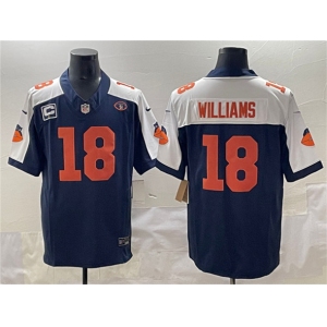 Men's Chicago Bears #18 Caleb Williams Navy White F.U.S.E. With 1-star C Patch And No. 51 Patch Throwback Football Stitched Jersey