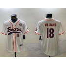 Men's Chicago Bears #18 Caleb Williams Number White Throwback With Patch Cool Base Stitched Baseball Jersey