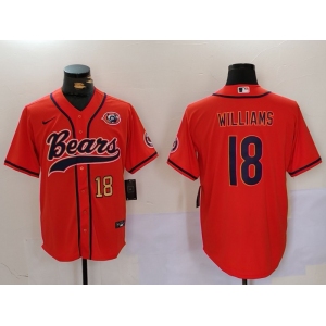 Men's Chicago Bears #18 Caleb Williams Orange Throwback With Patch Cool Base Stitched Baseball Jerseys