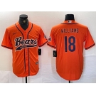 Men's Chicago Bears #18 Caleb Williams Orange With Patch Cool Base Stitched Baseball Jersey