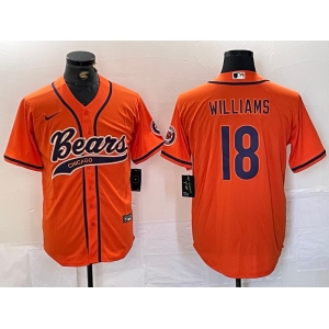 Men's Chicago Bears #18 Caleb Williams Orange With Patch Cool Base Stitched Baseball Jersey