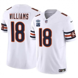 Men's Chicago Bears #18 Caleb Williams White 2024 F.U.S.E. With Draft Patch And 1-star C Patch Vapor Football Stitched Jersey