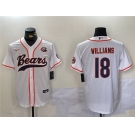 Men's Chicago Bears #18 Caleb Williams White With Patch Cool Base Baseball Stitched Jersey