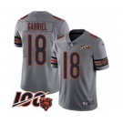 Men's Chicago Bears #18 Taylor Gabriel Limited Silver Inverted Legend 100th Season Football Jersey