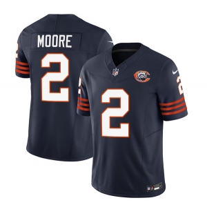 Men's Chicago Bears #2 DJ Moore Navy 2023 F.U.S.E. Throwback Limited Football Stitched Game Jersey