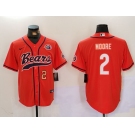 Men's Chicago Bears #2 DJ Moore Orange Throwback With Patch Cool Base Stitched Baseball Jerseys