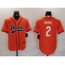 Men's Chicago Bears #2 DJ Moore Orange With Patch Cool Base Stitched Baseball Jersey