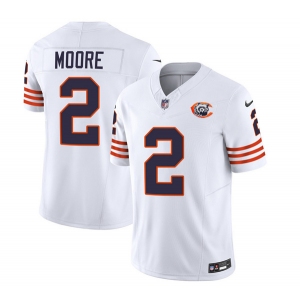 Men's Chicago Bears #2 DJ Moore White 2023 F.U.S.E. Throwback Limited Football Stitched Game Jersey