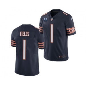 Men's Chicago Bears 2022 #1 Justin Fields Navy With 1-star C Patch Vapor Untouchable Limited Stitched Jersey