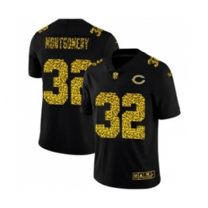 Men's Chicago Bears #32 David Montgomery Black Leopard Print Fashion Vapor Limited Football Jersey