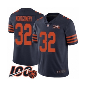 Men's Chicago Bears #32 David Montgomery Limited Navy Blue Rush Vapor Untouchable 100th Season Football Jersey