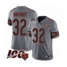 Men's Chicago Bears #32 David Montgomery Limited Silver Inverted Legend 100th Season Football Jersey