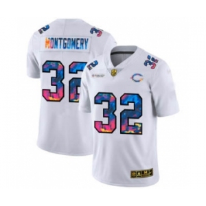 Men's Chicago Bears #32 David Montgomery White Multi-Color 2020 Football Crucial Catch Limited Football Jersey