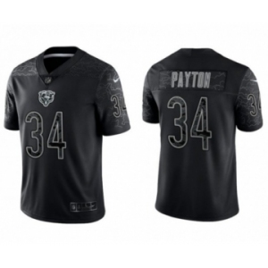 Men's Chicago Bears #34 Walter Payton Black Reflective Limited Stitched Football Jersey