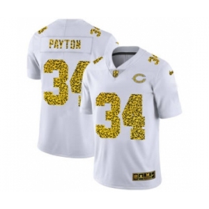 Men's Chicago Bears #34 Walter Payton Flocked Leopard Print Vapor Limited Football Jersey White