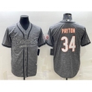 Men's Chicago Bears #34 Walter Payton Gray With Patch Cool Base Stitched Baseball Jersey