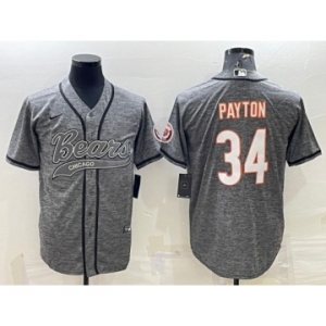 Men's Chicago Bears #34 Walter Payton Gray With Patch Cool Base Stitched Baseball Jersey