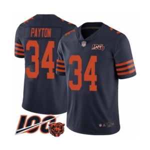 Men's Chicago Bears #34 Walter Payton Limited Navy Blue Rush Vapor Untouchable 100th Season Football Jersey