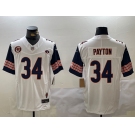 Men's Chicago Bears #34 Walter Payton Limited White Team Patch Fashion FUSE Jersey