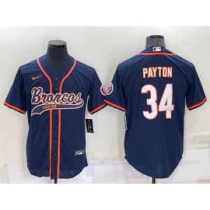 Men's Chicago Bears #34 Walter Payton Navy Blue Stitched MLB Cool Base Nike Baseball Jersey