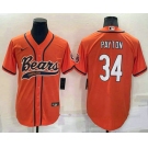 Men's Chicago Bears #34 Walter Payton Orange Stitched MLB Cool Base Nike Baseball Jersey