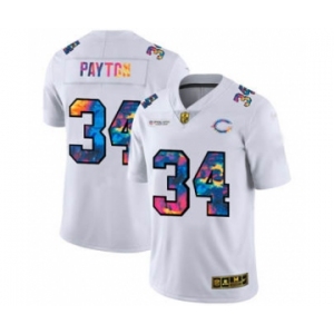 Men's Chicago Bears #34 Walter Payton White Multi-Color 2020 Football Crucial Catch Limited Football Jersey