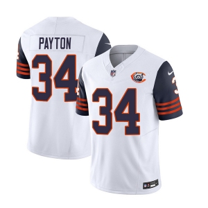 Men's Chicago Bears #34 Walter Payton White Navy 2023 F.U.S.E. Throwback Limited Football Stitched Game Jersey