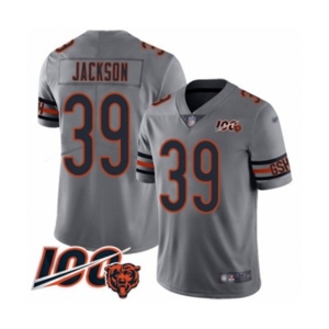 Men's Chicago Bears #39 Eddie Jackson Limited Silver Inverted Legend 100th Season Football Jersey