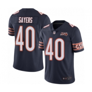 Men's Chicago Bears #40 Gale Sayers Navy Blue Team Color 100th Season Limited Football Jersey