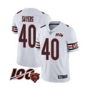 Men's Chicago Bears #40 Gale Sayers White Vapor Untouchable Limited Player 100th Season Football Jersey