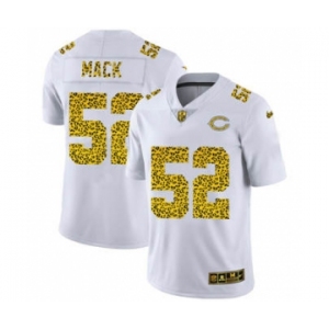 Men's Chicago Bears #52 Khalil Mack Flocked Leopard Print Vapor Limited Football Jersey White