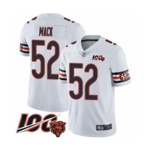 Men's Chicago Bears #52 Khalil Mack White Vapor Untouchable Limited Player 100th Season Football Jersey