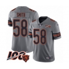 Men's Chicago Bears #58 Roquan Smith Limited Silver Inverted Legend 100th Season Football Jersey